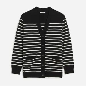 Madewell Merino Wool Boyfriend Cardigan - True Black Stripe, size XL